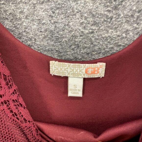 GB Blouse Women S Small Red Striped Crochet Lined 3/4 Sleeve Round Neck Casual - Picture 5 of 8